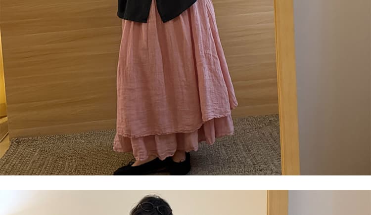 지금 임산부 한 부서 미니멀리즘 바람 루즈핏 표지 고기 셔츠 플러스 반신 치마 세트 여성 상세 이미지 21