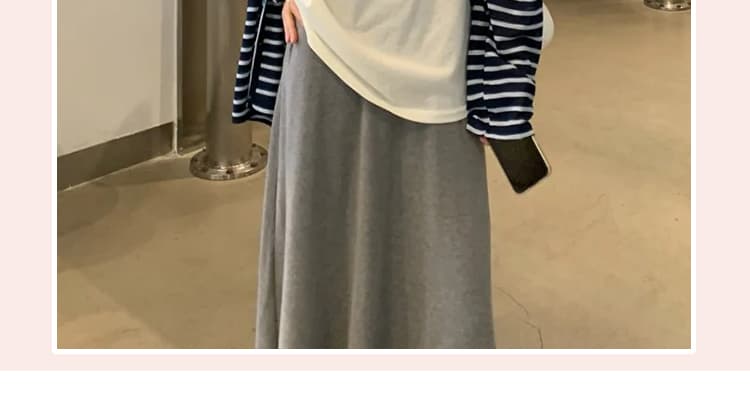 지금 이른 봄 새로운 임산부 느긋한 바람 스트라이프 오픈 가디건 조끼 반신 스커트 세 조각 여성 세트 상세 이미지 9