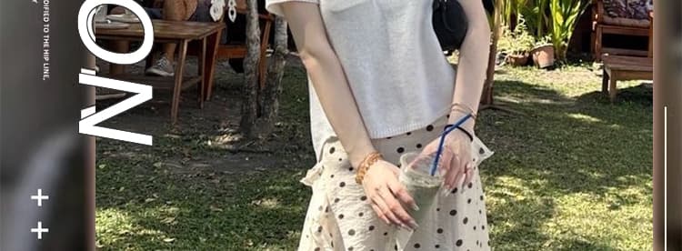 지금 임산부 한 부서 폭발 도트 무늬 디자인 센스 쉬폰 복부 지지 반신 치마 상세 이미지 2