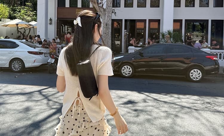 지금 임산부 한 부서 폭발 도트 무늬 디자인 센스 쉬폰 복부 지지 반신 치마 상세 이미지 30