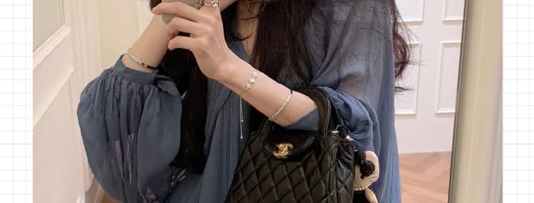 지금 임산부 빅 사이즈 휴가 품격 바람 파란색 셔츠 한 부서 아름다운 작은 셔츠 상세 이미지 2