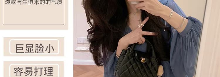 지금 임산부 빅 사이즈 휴가 품격 바람 파란색 셔츠 한 부서 아름다운 작은 셔츠 상세 이미지 11