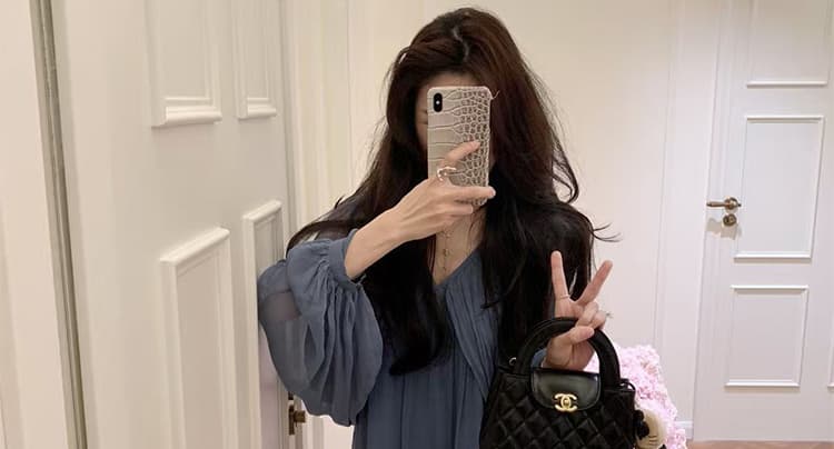 지금 임산부 빅 사이즈 휴가 품격 바람 파란색 셔츠 한 부서 아름다운 작은 셔츠 상세 이미지 19