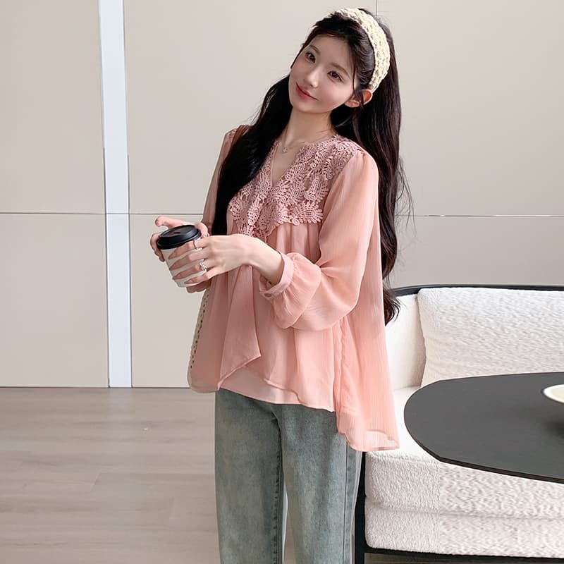실사 지금 임산부 빅 사이즈 달콤함 셔츠 슬립 투피스 세트 맨위 이미지 4