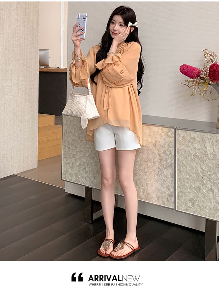 실사 임산부 달콤함 한 부서 쉬폰 셔츠 슬립 투피스 세트 맨위 상세 이미지 19