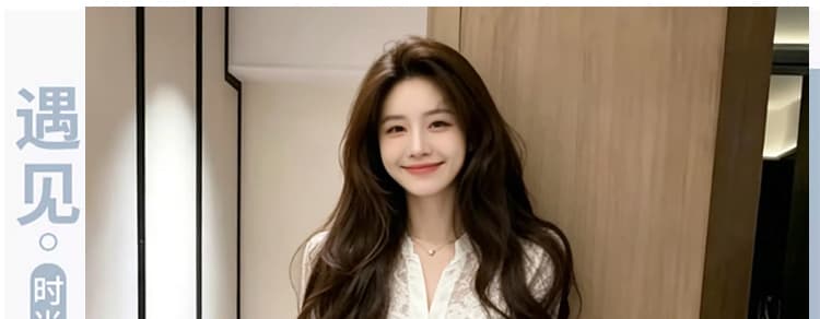 임산부 빅 사이즈 프랑스식 품격 화이트 레이스 슬림해 보이는 패치워크 여성 드레스 상세 이미지 1