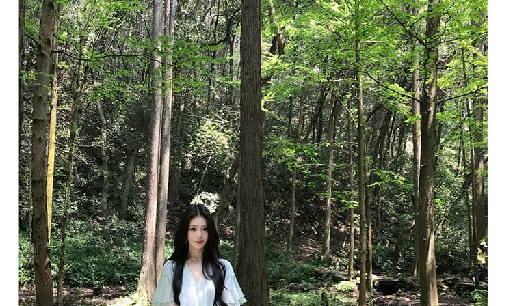 지금 임산부 빅 사이즈 깃발 V넥 패치워크 레이스 드레스 상세 이미지 20