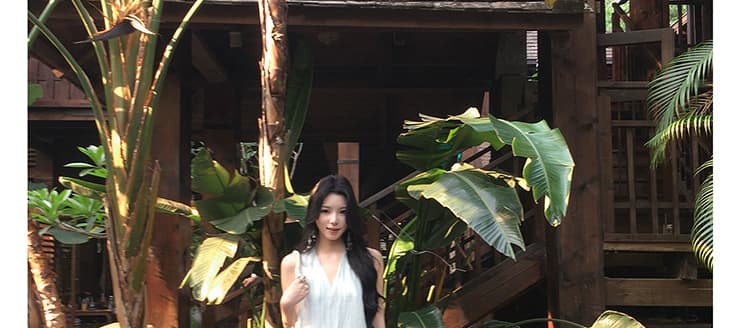 지금 임산부 빅 사이즈 깃발 V넥 패치워크 레이스 드레스 상세 이미지 39