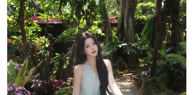 지금 임산부 빅 사이즈 깃발 V넥 패치워크 레이스 드레스 상세 이미지 48