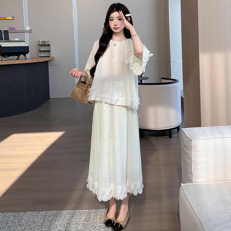 실사 임산부 외국 가스 품격 비즈 박기 레이스 무거운 작업 세트 여성 이미지 4