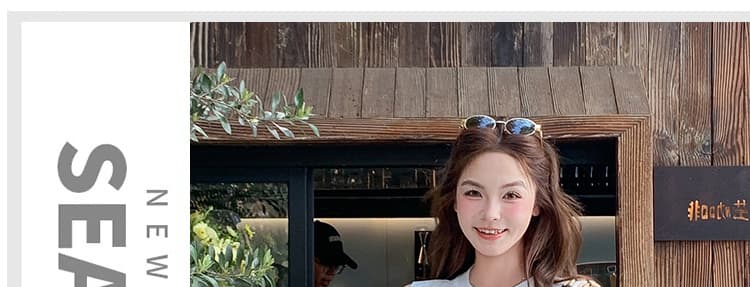 새로운 임산부 빅 사이즈 쉬폰 플리츠 민소매 맨위 반신 치마 세트 여성 상세 이미지 1