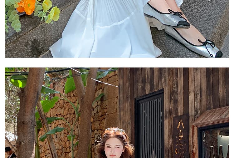 새로운 임산부 빅 사이즈 쉬폰 플리츠 민소매 맨위 반신 치마 세트 여성 상세 이미지 35