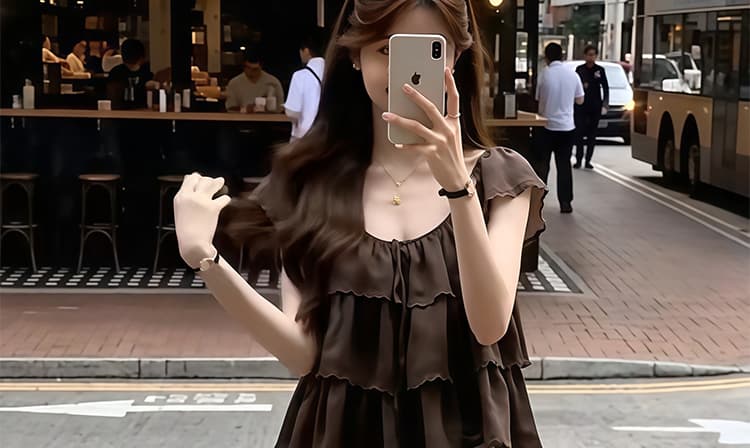 폭발 한 부서 빅 사이즈 작은 날다 소매 맨위 도트 무늬 면 린넨 바지 세트 여성 상세 이미지 25