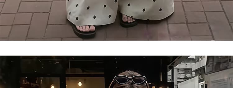 폭발 한 부서 빅 사이즈 작은 날다 소매 맨위 도트 무늬 면 린넨 바지 세트 여성 상세 이미지 30