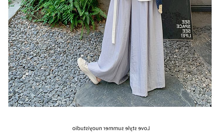 지금 한 부서 빅 사이즈 미니멀리즘 스트랩 맨위 와이드 레그 팬츠 세트 여성 상세 이미지 26