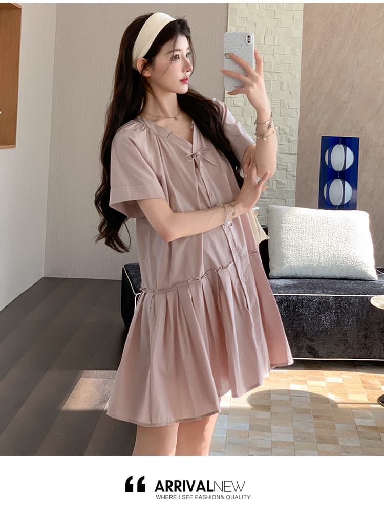 실사 지금 한 부서 빅 사이즈 달콤함 루즈핏 슬림해 보이는 핑크색 미니 스커트 여성 상세 이미지 16