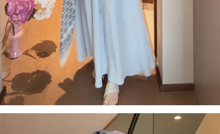 새로운 임산부 빅 사이즈 그는 벤 바람 셔츠 칼라 작은 대중 디자인 센스 슬림해 보이는 롱 스커트 상세 이미지 29