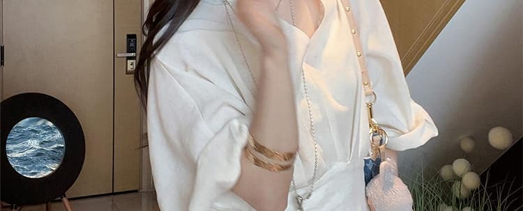 새로운 임산부 빅 사이즈 그는 벤 바람 셔츠 칼라 작은 대중 디자인 센스 슬림해 보이는 롱 스커트 상세 이미지 31