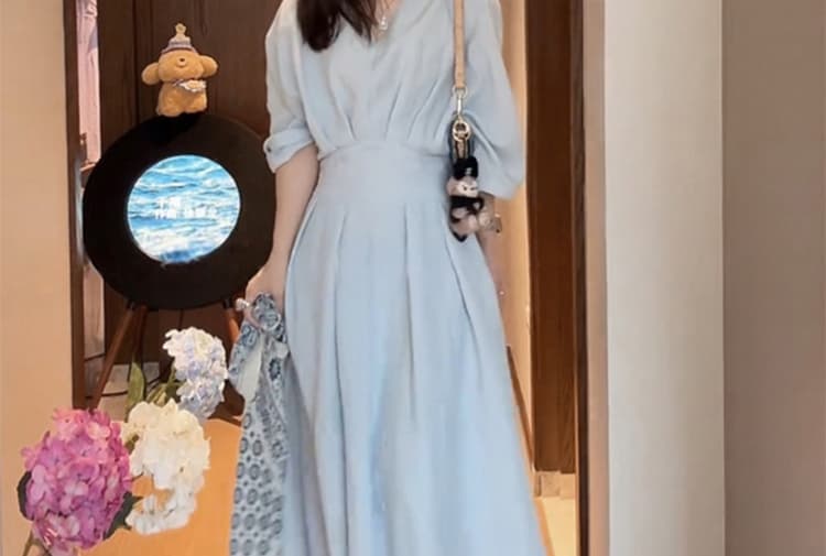 새로운 임산부 빅 사이즈 그는 벤 바람 셔츠 칼라 작은 대중 디자인 센스 슬림해 보이는 롱 스커트 상세 이미지 36