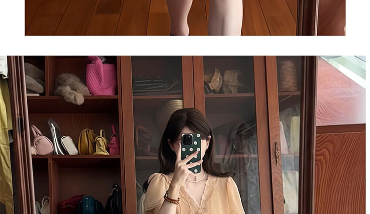 한 부서 빅 사이즈 무거운 작업 쉬폰 패치워크 레이스 맨위 플리츠 치마 세트 여성 상세 이미지 21