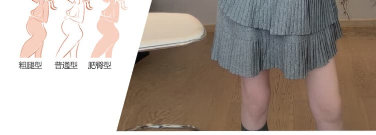 폭발 지금 한 부서 빅 사이즈 품격 작은 대중 꽃 연주 중 Pleat 맨위 플리츠 치마 세트 여성 상세 이미지 9