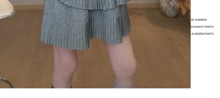 폭발 지금 한 부서 빅 사이즈 품격 작은 대중 꽃 연주 중 Pleat 맨위 플리츠 치마 세트 여성 상세 이미지 12