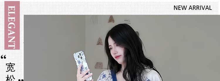 임산부 빅 사이즈 휴가 바람 한 부서 프린트 루즈핏 슬림해 보이는 디자인 센스 드레스 상세 이미지 1