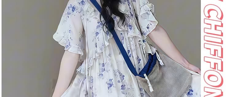 임산부 빅 사이즈 휴가 바람 한 부서 프린트 루즈핏 슬림해 보이는 디자인 센스 드레스 상세 이미지 5