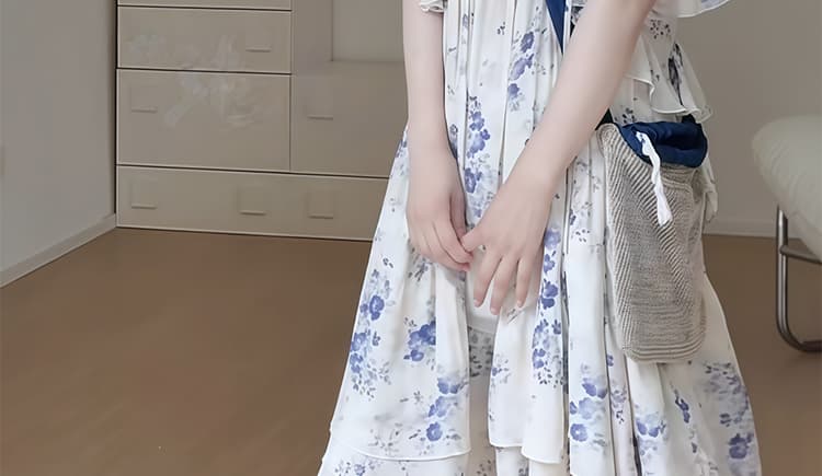 임산부 빅 사이즈 휴가 바람 한 부서 프린트 루즈핏 슬림해 보이는 디자인 센스 드레스 상세 이미지 21