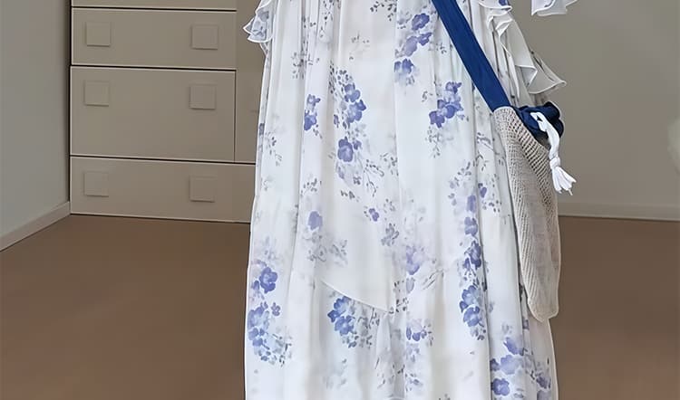 임산부 빅 사이즈 휴가 바람 한 부서 프린트 루즈핏 슬림해 보이는 디자인 센스 드레스 상세 이미지 24