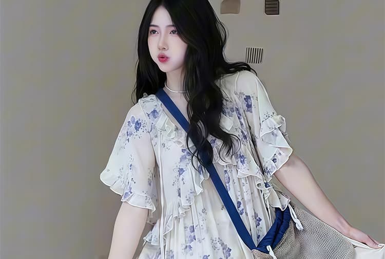 임산부 빅 사이즈 휴가 바람 한 부서 프린트 루즈핏 슬림해 보이는 디자인 센스 드레스 상세 이미지 26