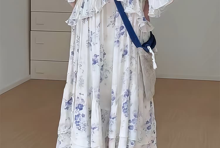 임산부 빅 사이즈 휴가 바람 한 부서 프린트 루즈핏 슬림해 보이는 디자인 센스 드레스 상세 이미지 36
