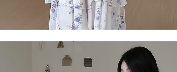 임산부 빅 사이즈 휴가 바람 한 부서 프린트 루즈핏 슬림해 보이는 디자인 센스 드레스 상세 이미지 37