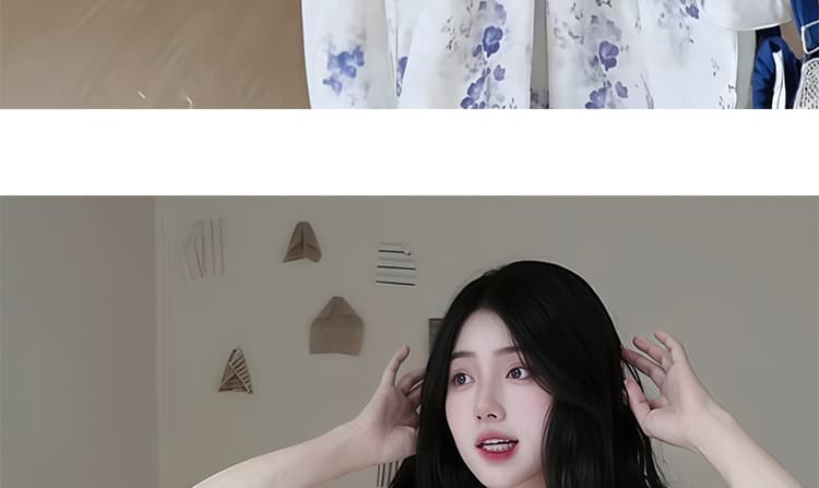 임산부 빅 사이즈 휴가 바람 한 부서 프린트 루즈핏 슬림해 보이는 디자인 센스 드레스 상세 이미지 40