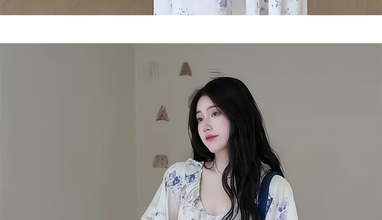 임산부 빅 사이즈 휴가 바람 한 부서 프린트 루즈핏 슬림해 보이는 디자인 센스 드레스 상세 이미지 43