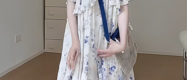 임산부 빅 사이즈 휴가 바람 한 부서 프린트 루즈핏 슬림해 보이는 디자인 센스 드레스 상세 이미지 50
