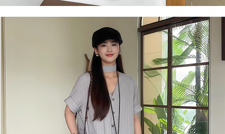 여름 새로운 품격 한 부서 디자인 센스 루즈핏 다용도 슬림해 보이는 반팔 세트 상세 이미지 18