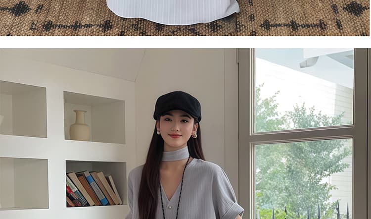 여름 새로운 품격 한 부서 디자인 센스 루즈핏 다용도 슬림해 보이는 반팔 세트 상세 이미지 23