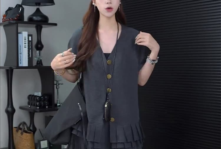 지금 한 부서 작은 대중 빅 사이즈 차가운 반팔 반신 치마 세트 여성 상세 이미지 37