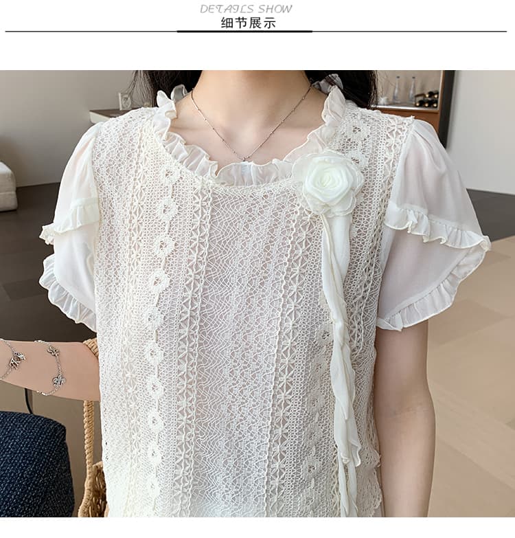 실사 지금 빅 사이즈 레이스 무거운 작업 꽃 쉬폰 세트 상세 이미지 28
