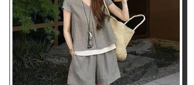 지금 임산부 빅 사이즈 캐주얼 한 부서 느긋한 반바지 세트 상세 이미지 2