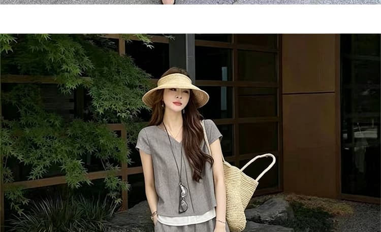 지금 임산부 빅 사이즈 캐주얼 한 부서 느긋한 반바지 세트 상세 이미지 28