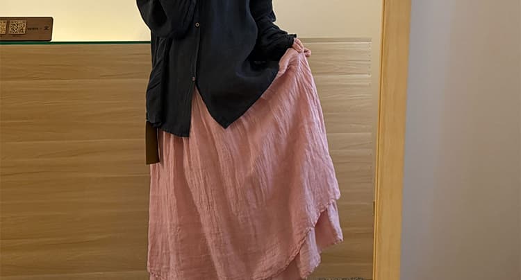 지금 임산부 한 부서 미니멀리즘 바람 루즈핏 표지 고기 셔츠 플러스 반신 치마 세트 여성 상세 이미지 17