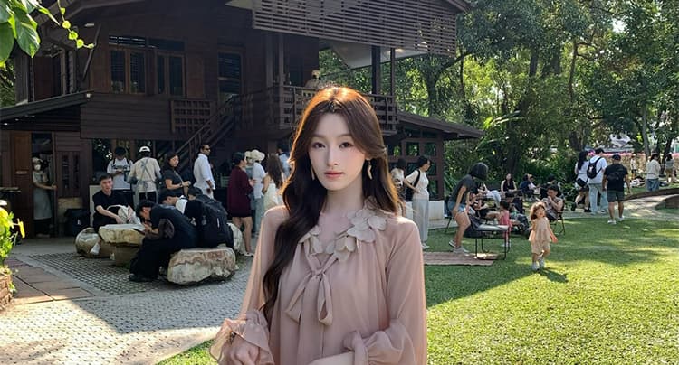지금 이른 가을 새로운 달콤함 꽃잎 플리츠 맨위 반신 치마 세트 여성 상세 이미지 17