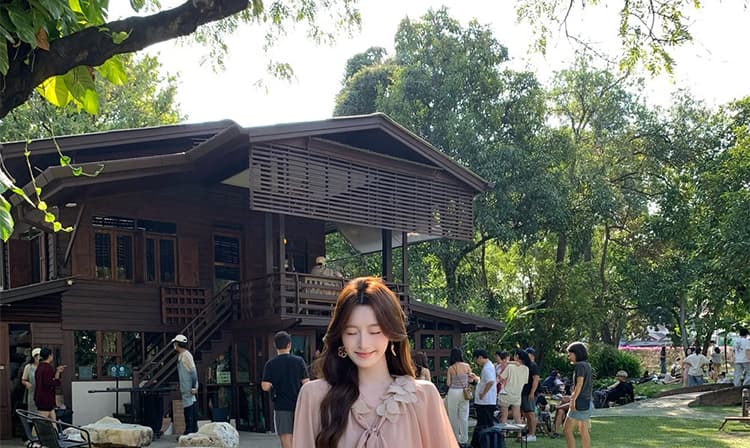 지금 이른 가을 새로운 달콤함 꽃잎 플리츠 맨위 반신 치마 세트 여성 상세 이미지 19