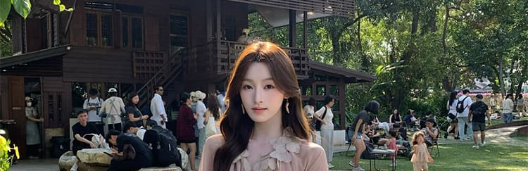 지금 이른 가을 새로운 달콤함 꽃잎 플리츠 맨위 반신 치마 세트 여성 상세 이미지 34