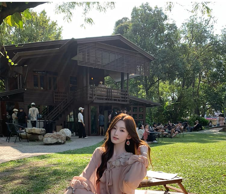 지금 이른 가을 새로운 달콤함 꽃잎 플리츠 맨위 반신 치마 세트 여성 상세 이미지 39