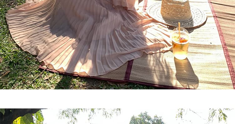 지금 이른 가을 새로운 달콤함 꽃잎 플리츠 맨위 반신 치마 세트 여성 상세 이미지 45