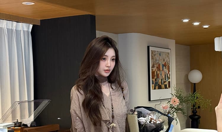 지금 이른 가을 새로운 면사 부드러운 센스 맨위 슬립 반신 스커트 세 조각 여성 세트 상세 이미지 17