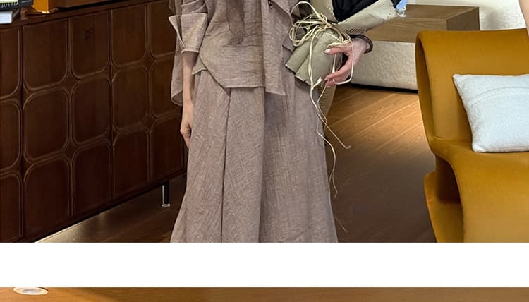 지금 이른 가을 새로운 면사 부드러운 센스 맨위 슬립 반신 스커트 세 조각 여성 세트 상세 이미지 18
